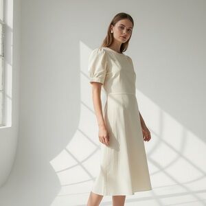 🌻NEW w/tags Cubic London Romantic Feminine Ivory Puff Sleeve Dress Size Large